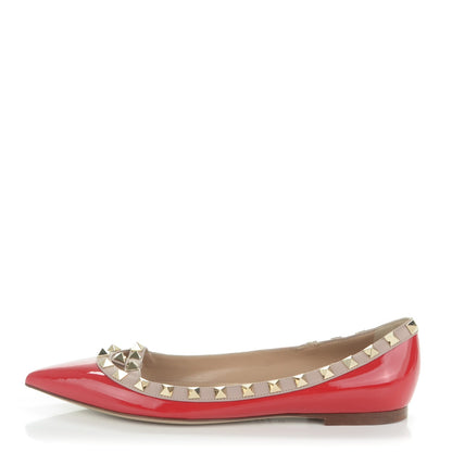 Valentino Garavani Patent Rockstud Ballerina Flats 37 Rosso Valentino Poudre 1 of 7