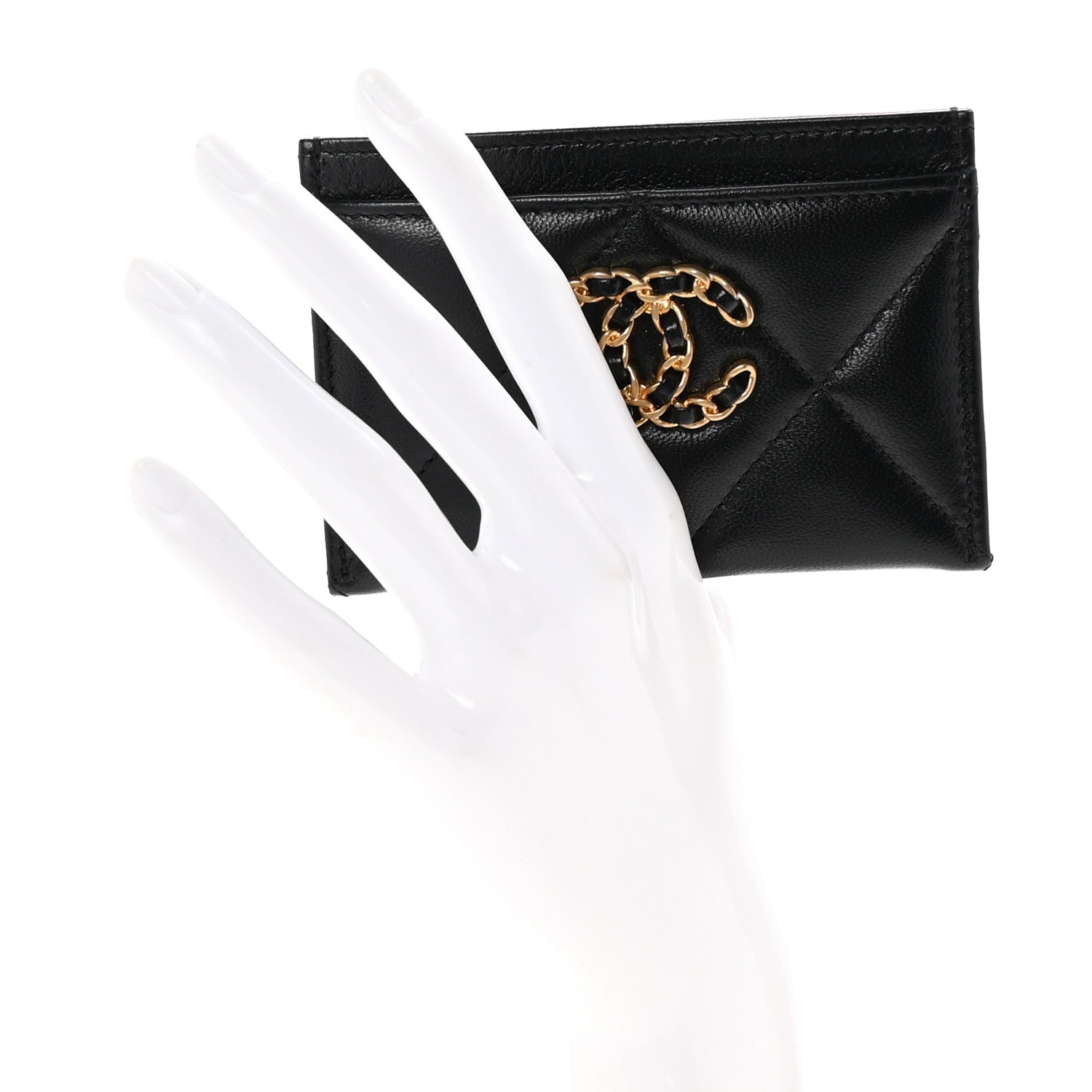 Chanel Lambskin Quilted Chanel 19 Card Holder Black 2 of 9
