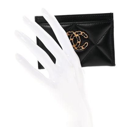 Chanel Lambskin Quilted Chanel 19 Card Holder Black 2 of 9