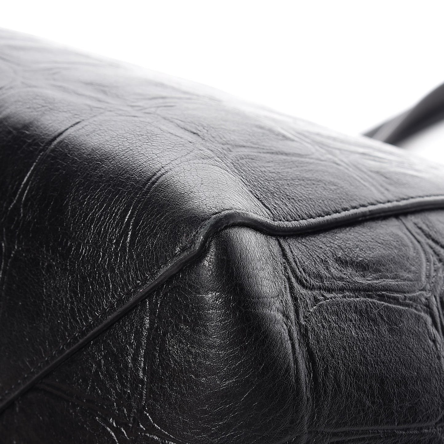 Crocodile Embossed Calfskin Small Belt Cabas Phantom Black