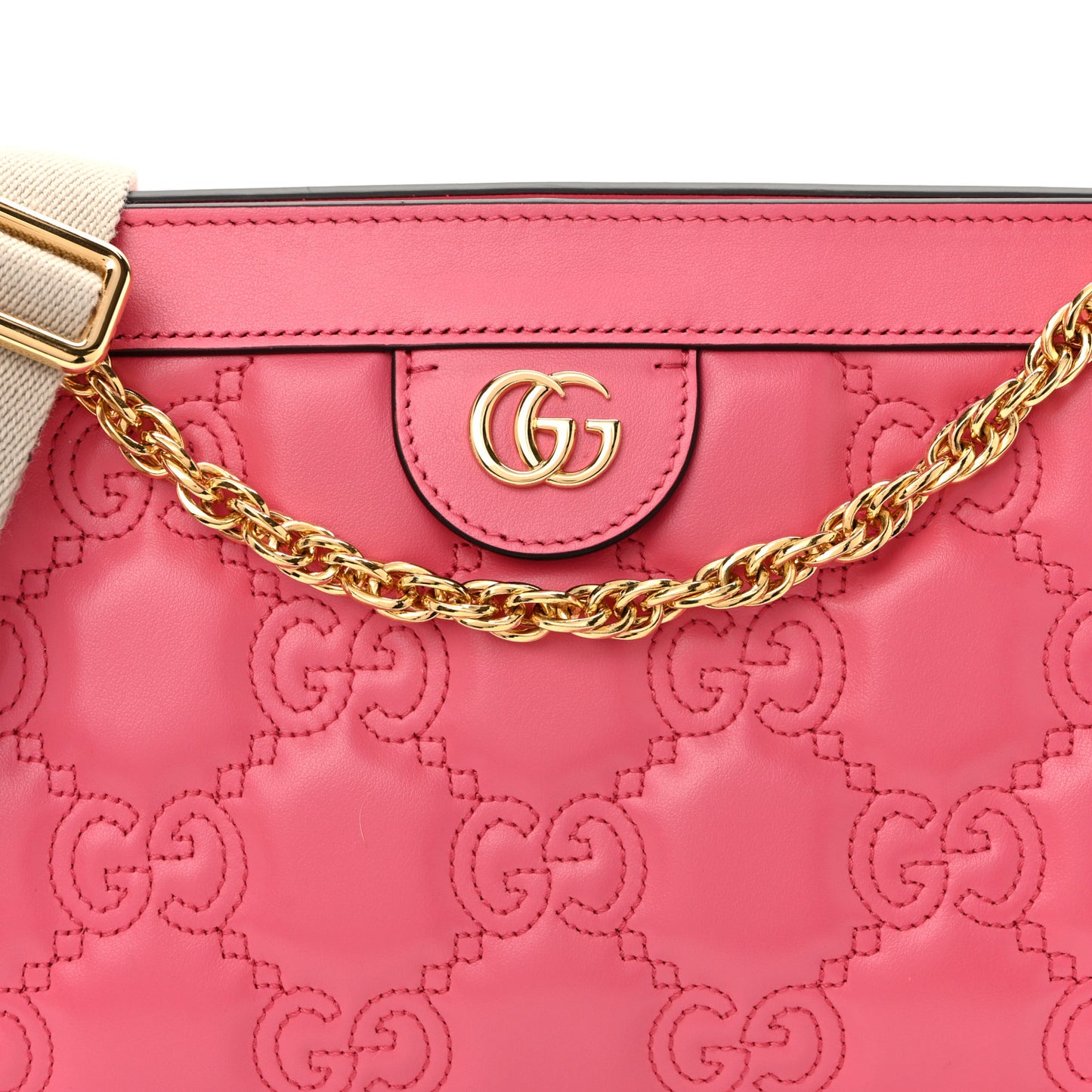Calfskin GG Matelasse Small Slim Chain Shoulder Bag Rhodamine Pink Natural Rhodamine Pink Natural