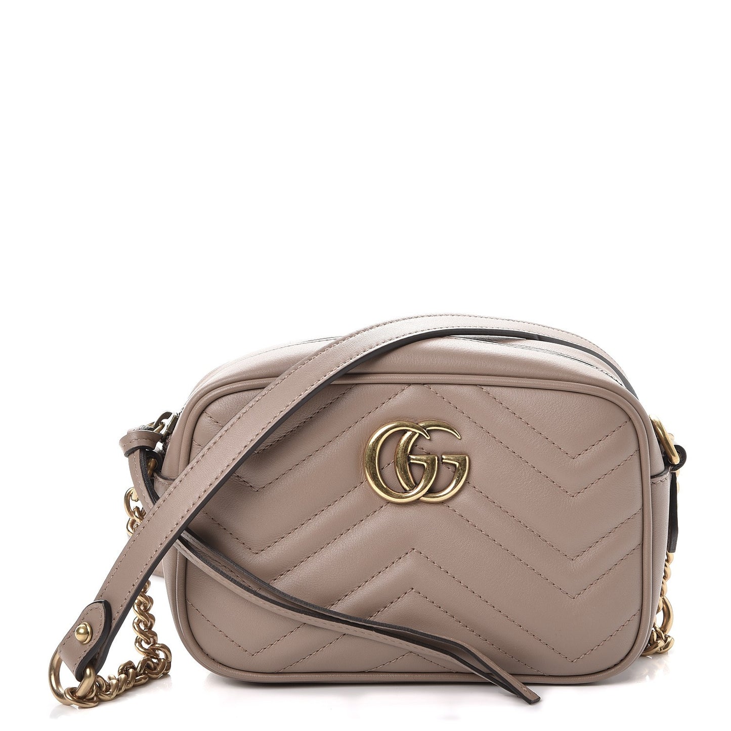 Calfskin Matelasse Mini GG Marmont Chain Shoulder Bag Nude