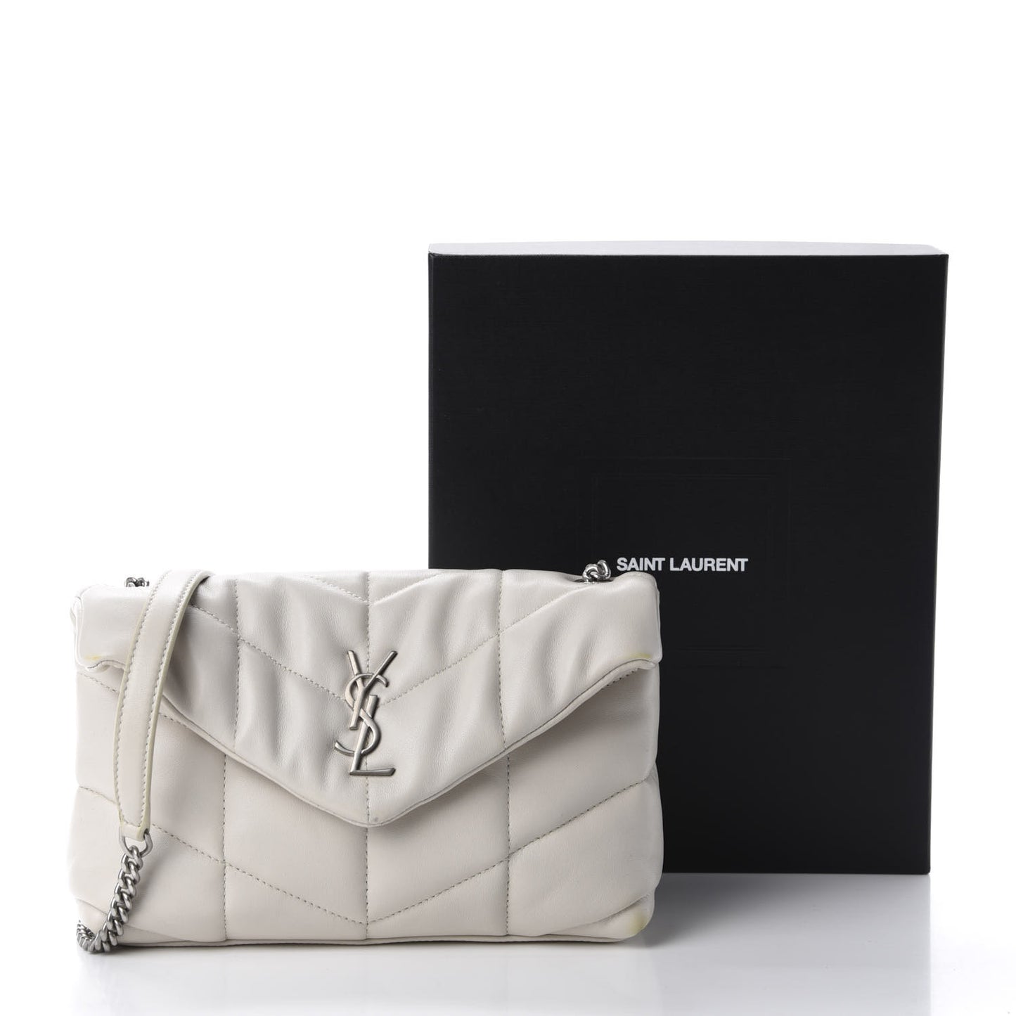 Lambskin Quilted Toy Loulou Puffer Monogram Chain Satchel Crema Soft