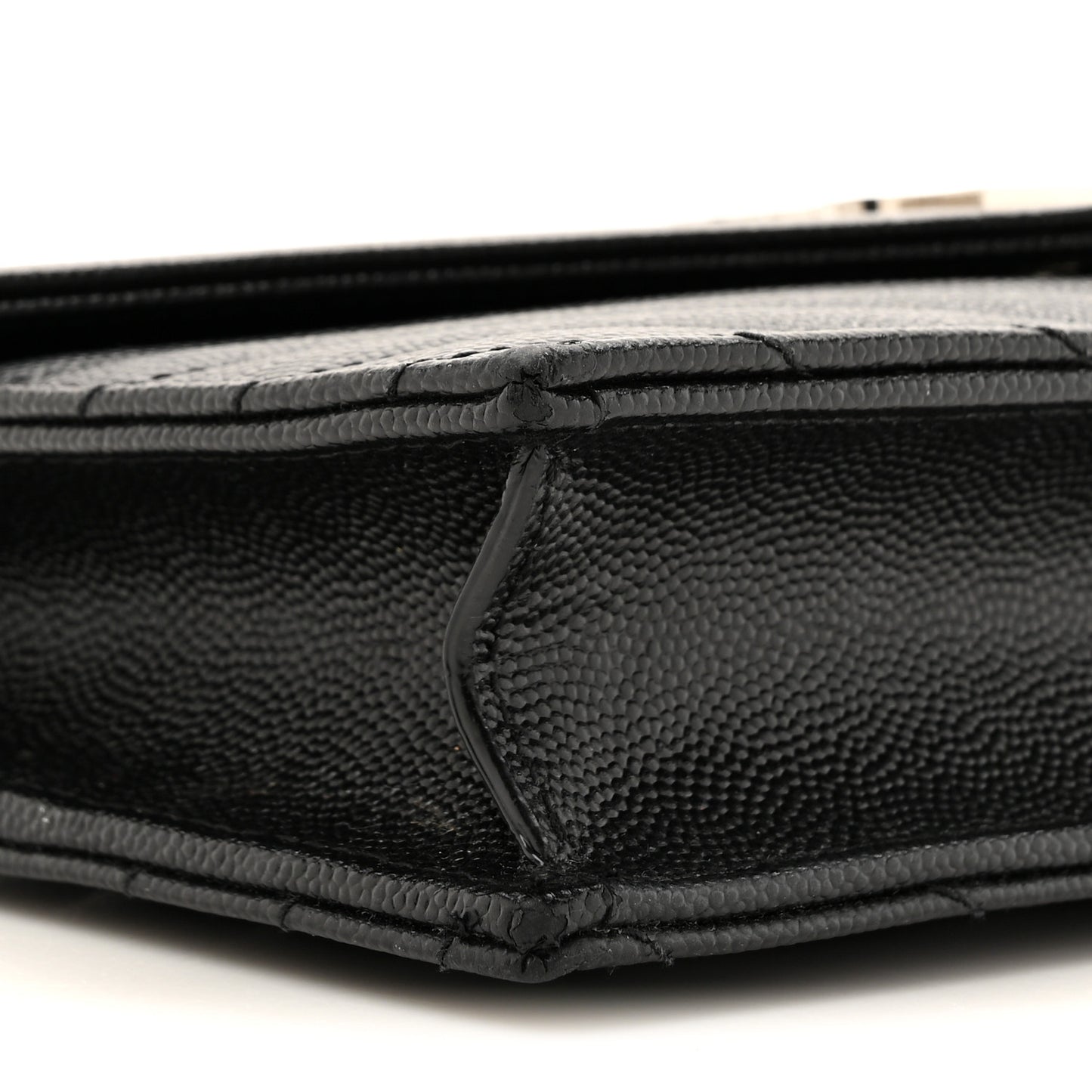 Grain De Poudre Matelasse Chevron Monogram Envelope Chain Wallet Black