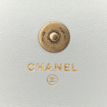Chanel Lambskin Quilted Sweet Camellia Flap Phone Holder With Chain Light Blue 6 of 11