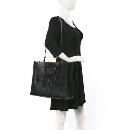 Fendi Vitello King Plexiglass Medium Fendi Sunshine Shopper Tote Black 2 of 18