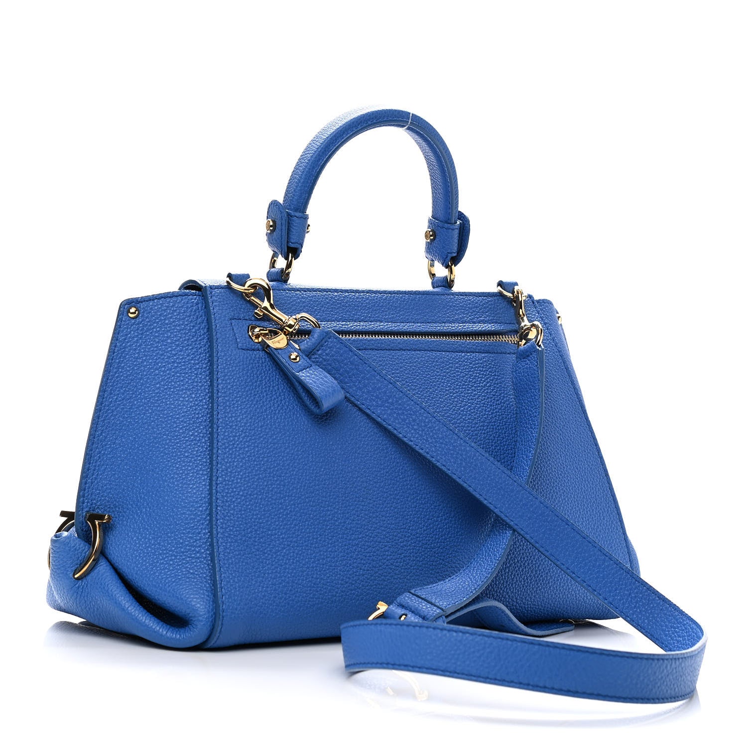 Salvatore Ferragamo Grained Calfskin Sofia Satchel Blue 2 of 8