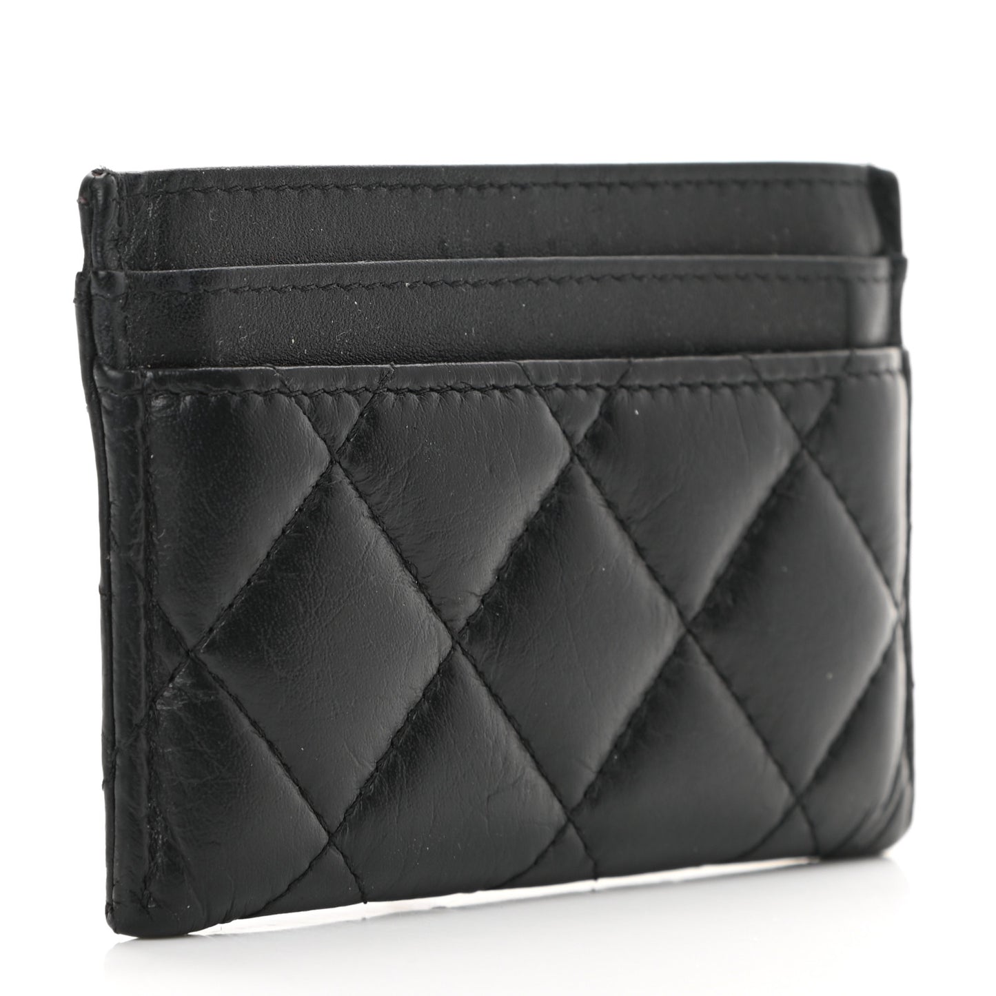 Aged Calfskin Quilted Lucky Charms Reissue Card Holder Black