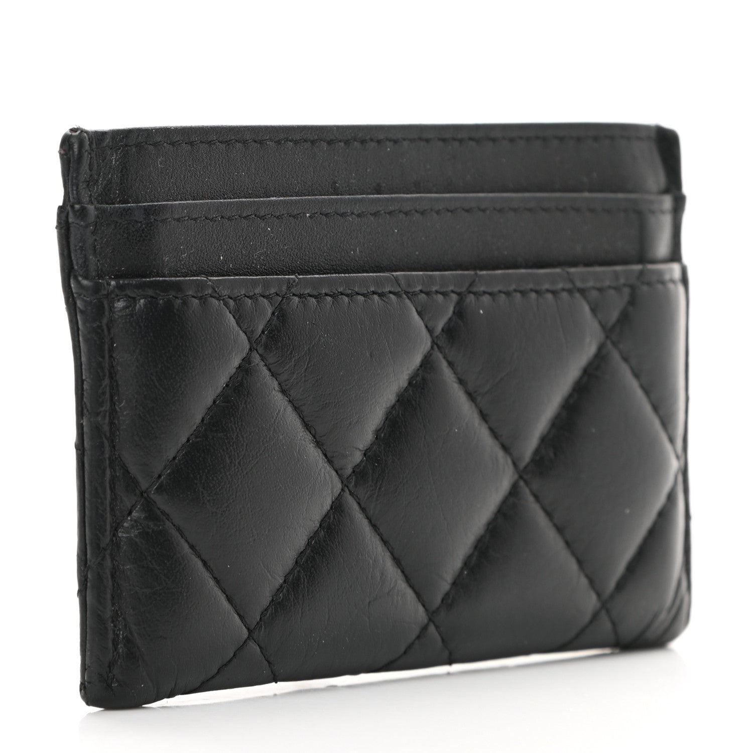 Chanel Aged Calfskin Quilted Lucky Charms Reissue Card Holder Black 3 of 13