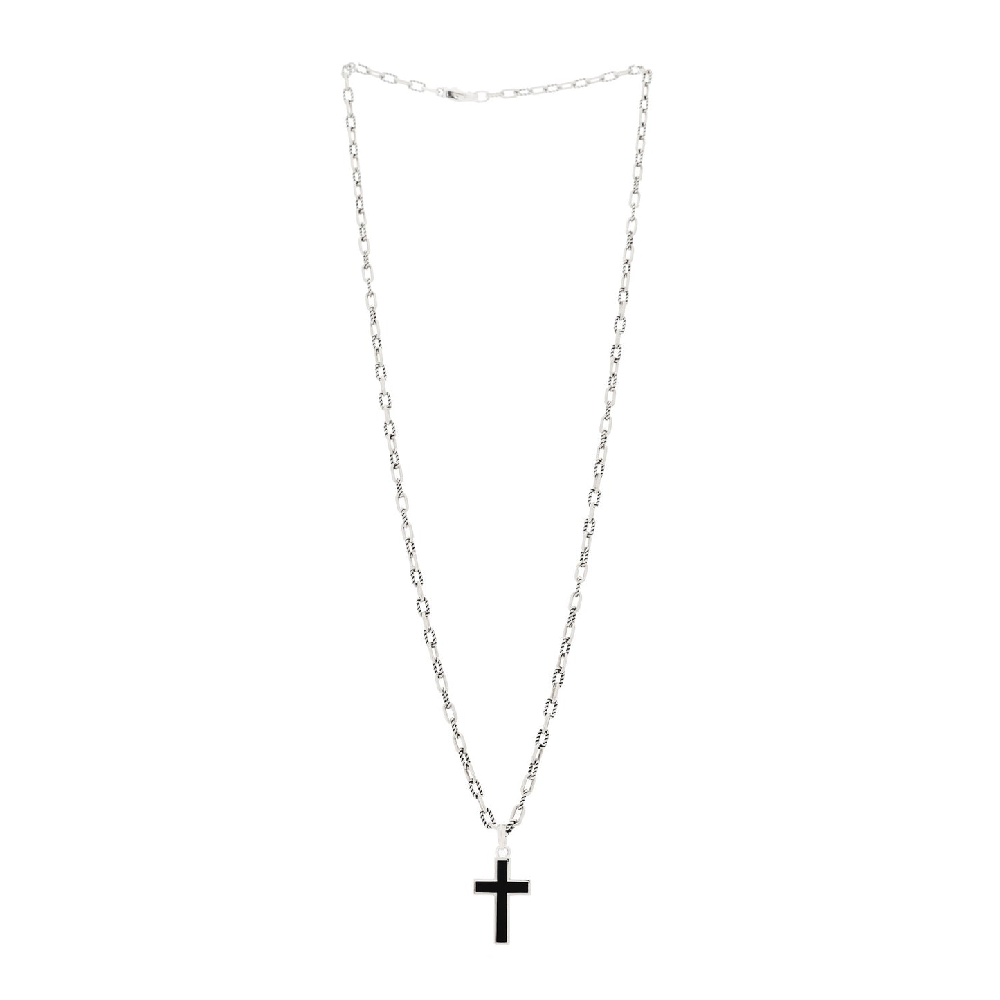 Sterling Silver Black Onyx Cross Pendant DY Madison Chain Necklace