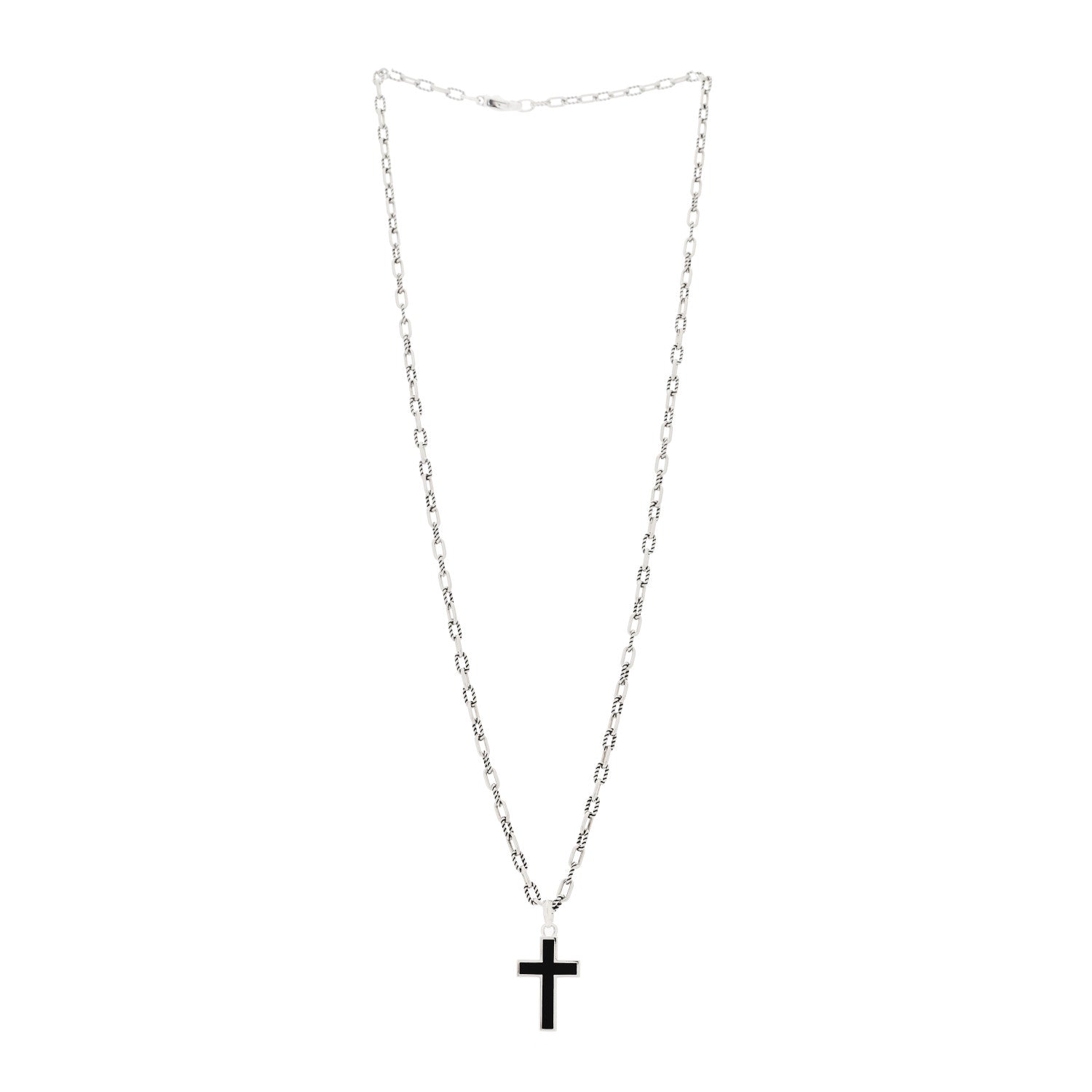 David Yurman Sterling Silver Black Onyx Cross Pendant DY Madison Chain Necklace 3 of 4