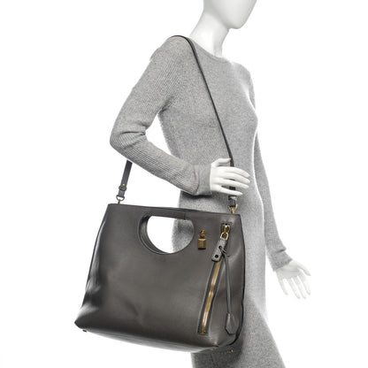 Tom Ford Grained Calfskin Alix Padlock Zip Tote Graphite 2 of 6