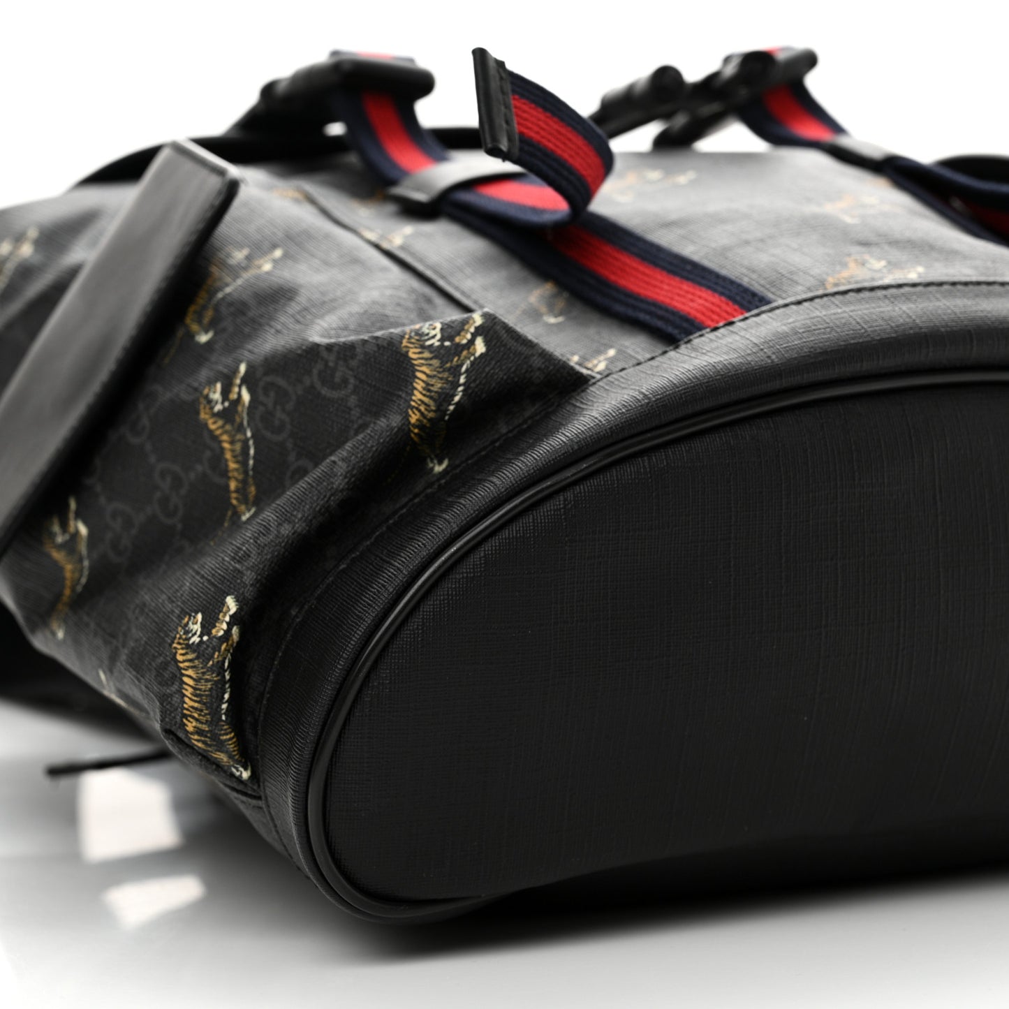 Soft GG Supreme Monogram Appia Calfskin Web Double Buckle Backpack Black