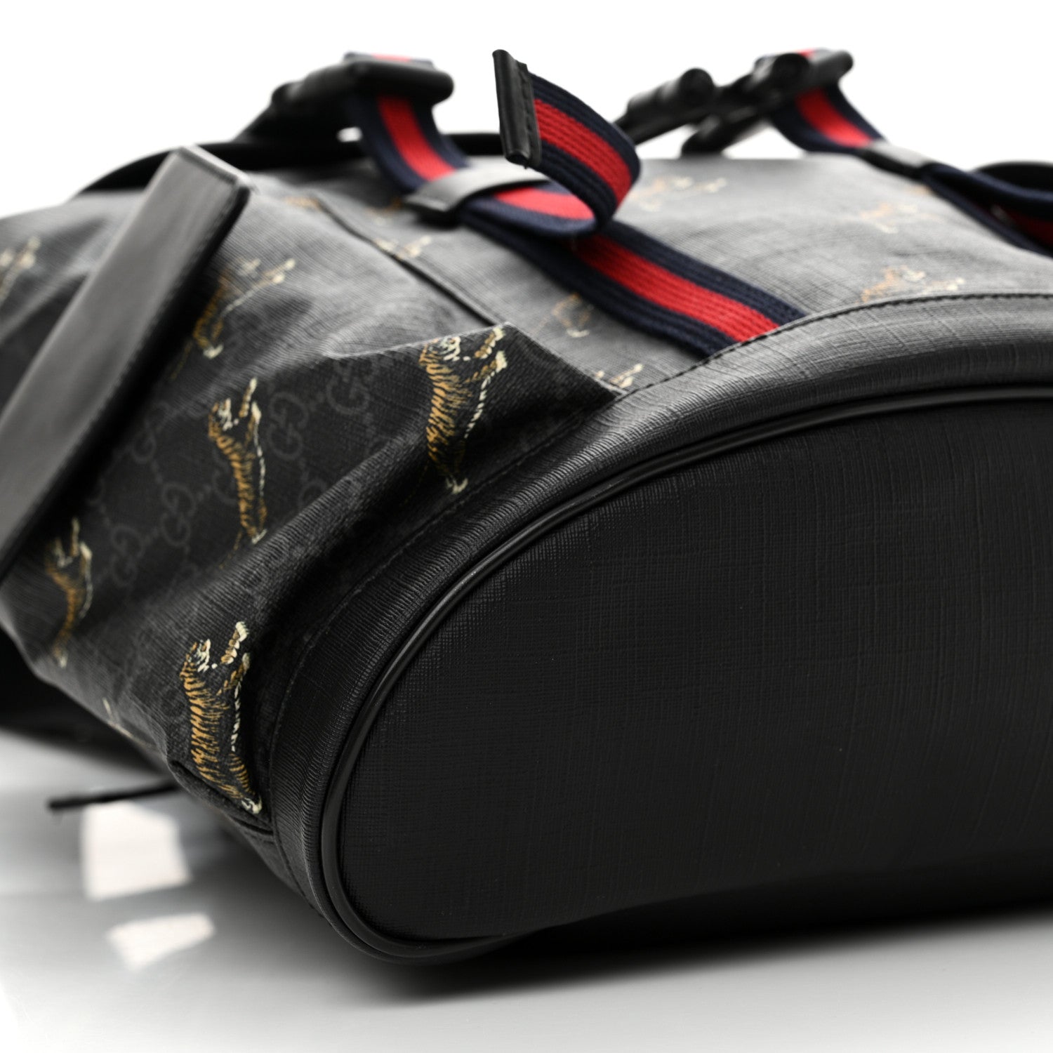 Gucci Soft GG Supreme Monogram Appia Calfskin Web Double Buckle Backpack Black 9 of 11