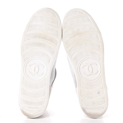 Chanel Fabric Mesh Suede Calfskin High Top Sneakers 41 White 5 of 13