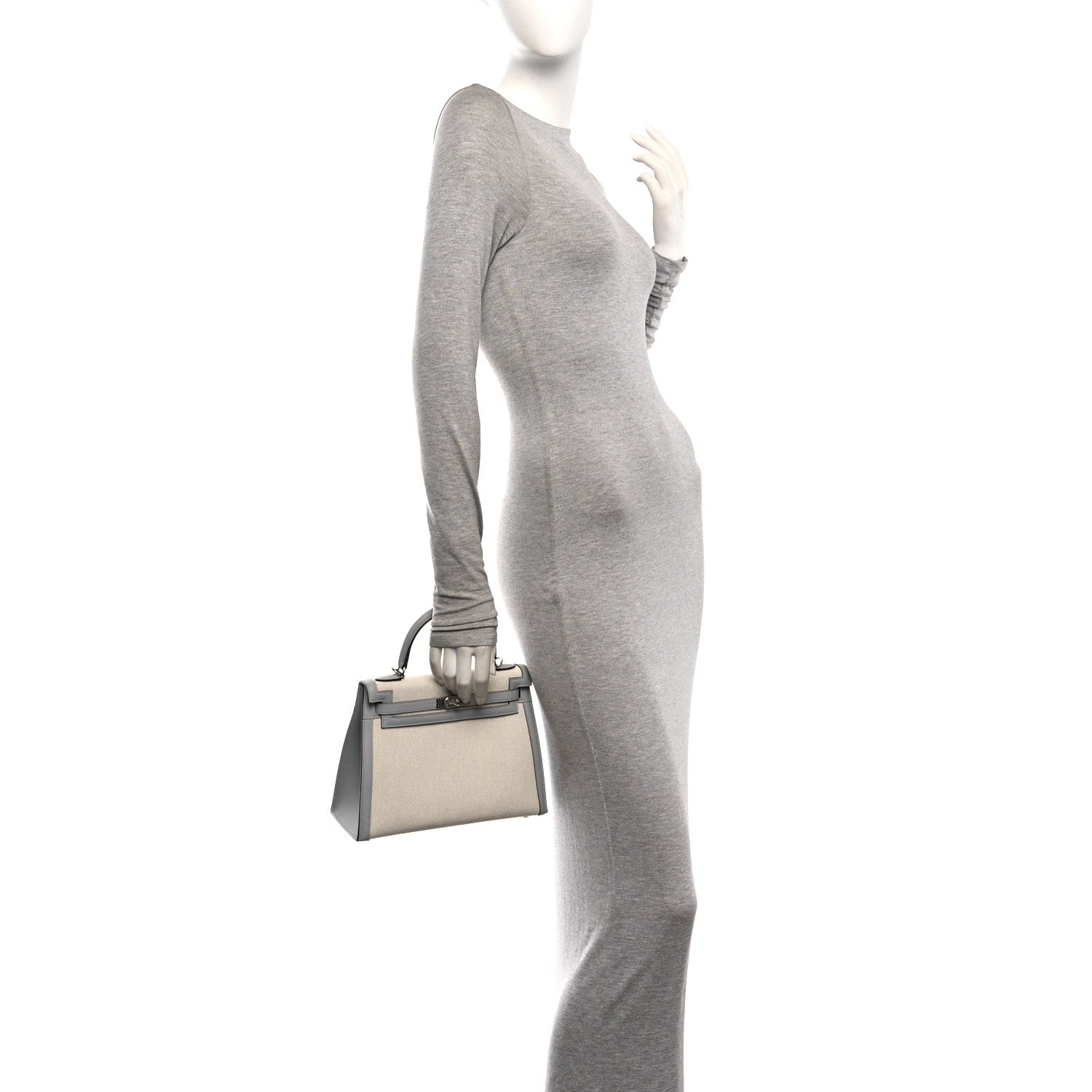 Hermes Toile H Swift Kelly Sellier 25 Ecru Bleu Glacier 2 of 11