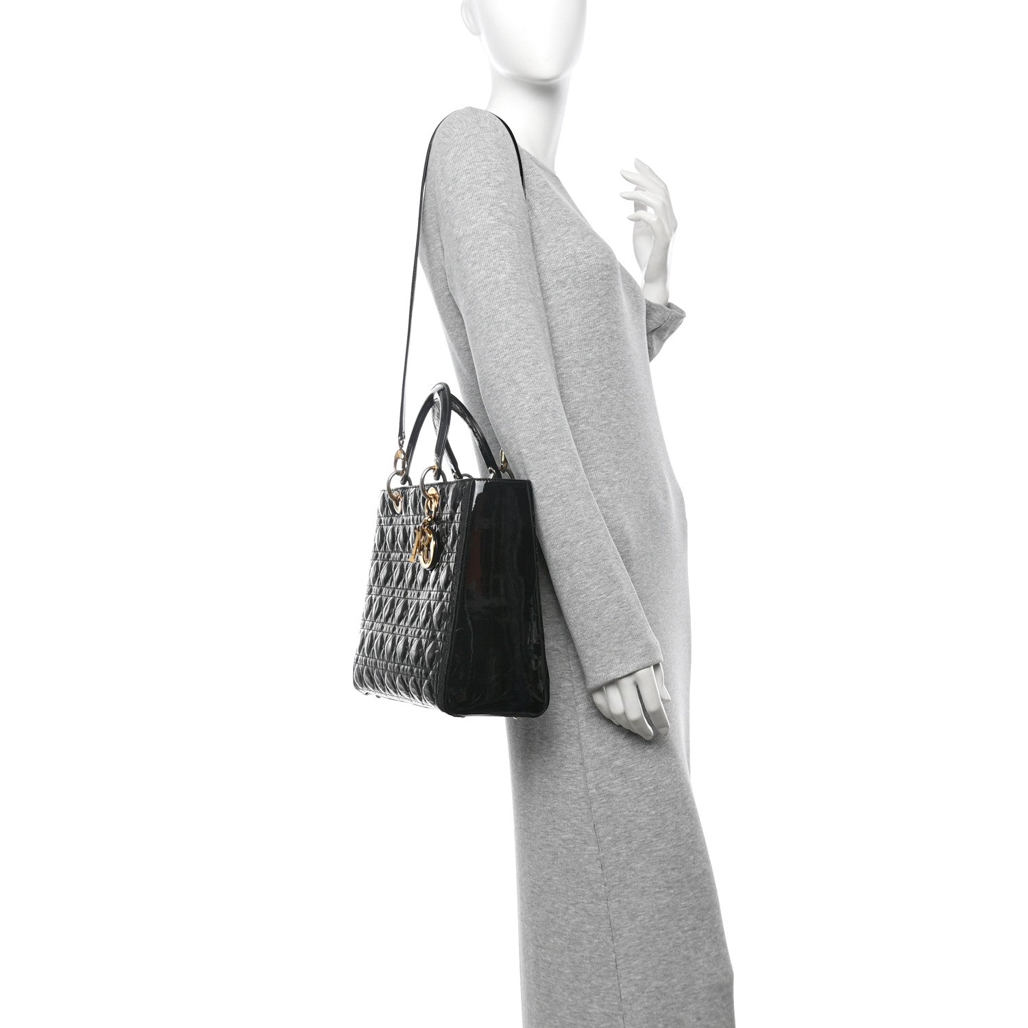 Christian Dior Patent Cannage Large Lady Dior Black 2 of 11