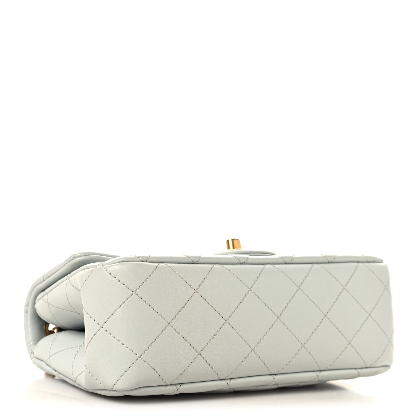 Lambskin Quilted Mini Rectangular Sweet Camellia Flap Light Blue