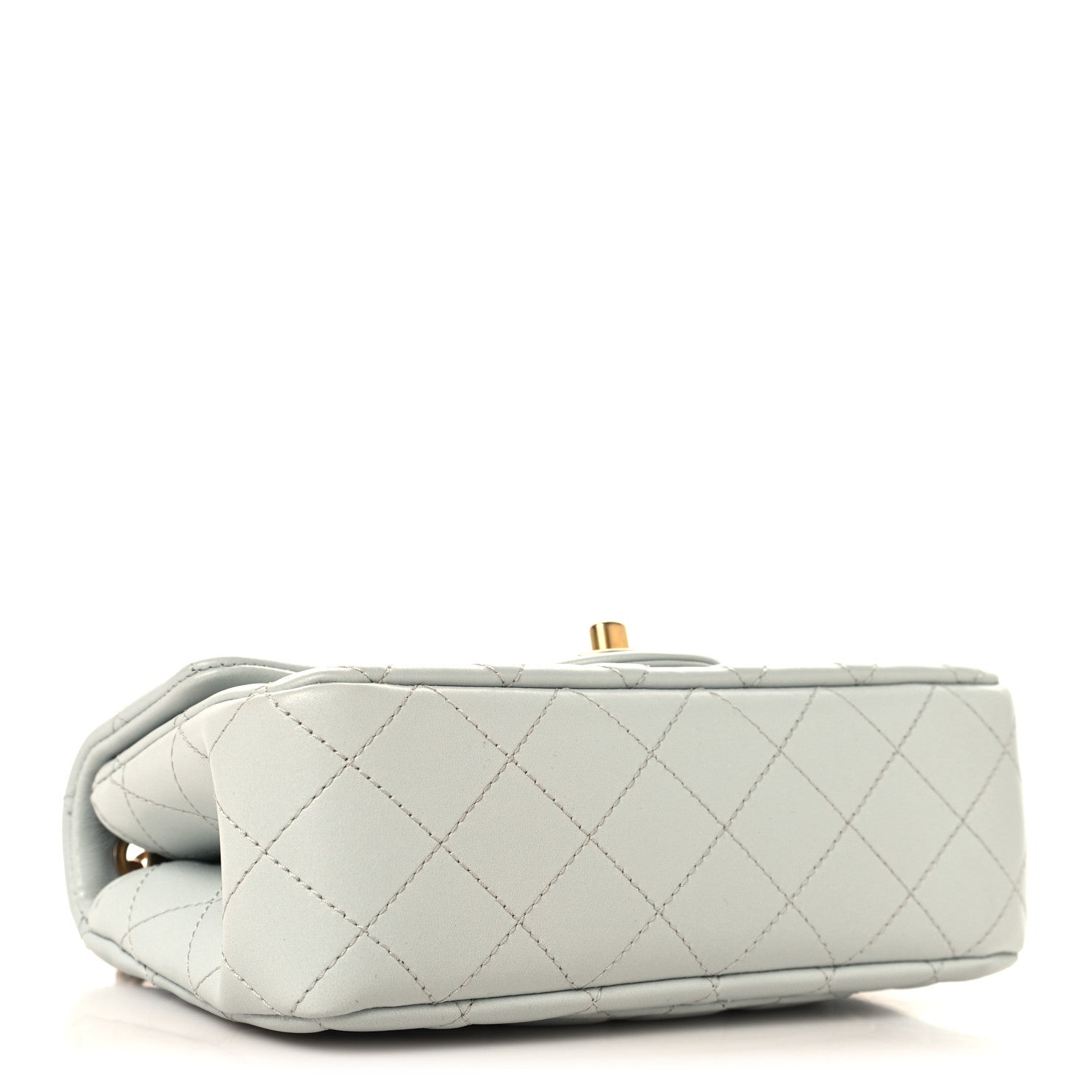 Chanel Lambskin Quilted Mini Rectangular Sweet Camellia Flap Light Blue 4 of 10