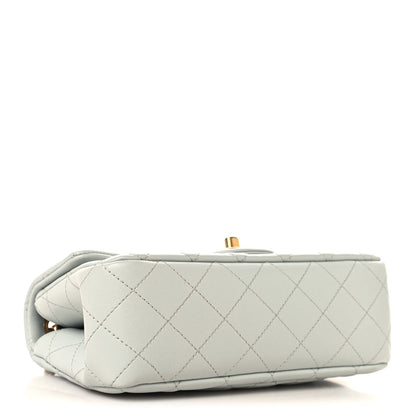 Chanel Lambskin Quilted Mini Rectangular Sweet Camellia Flap Light Blue 4 of 10