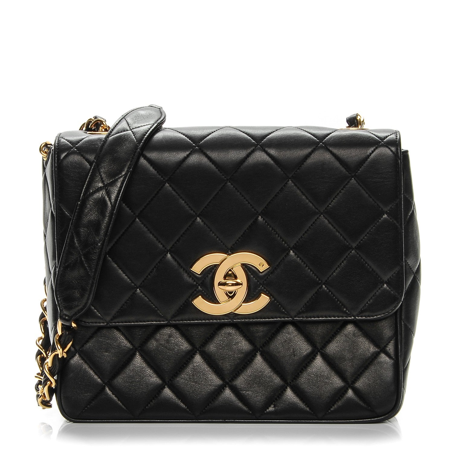 Chanel Lambskin Quilted Medium Single Flap Black 1 of 10