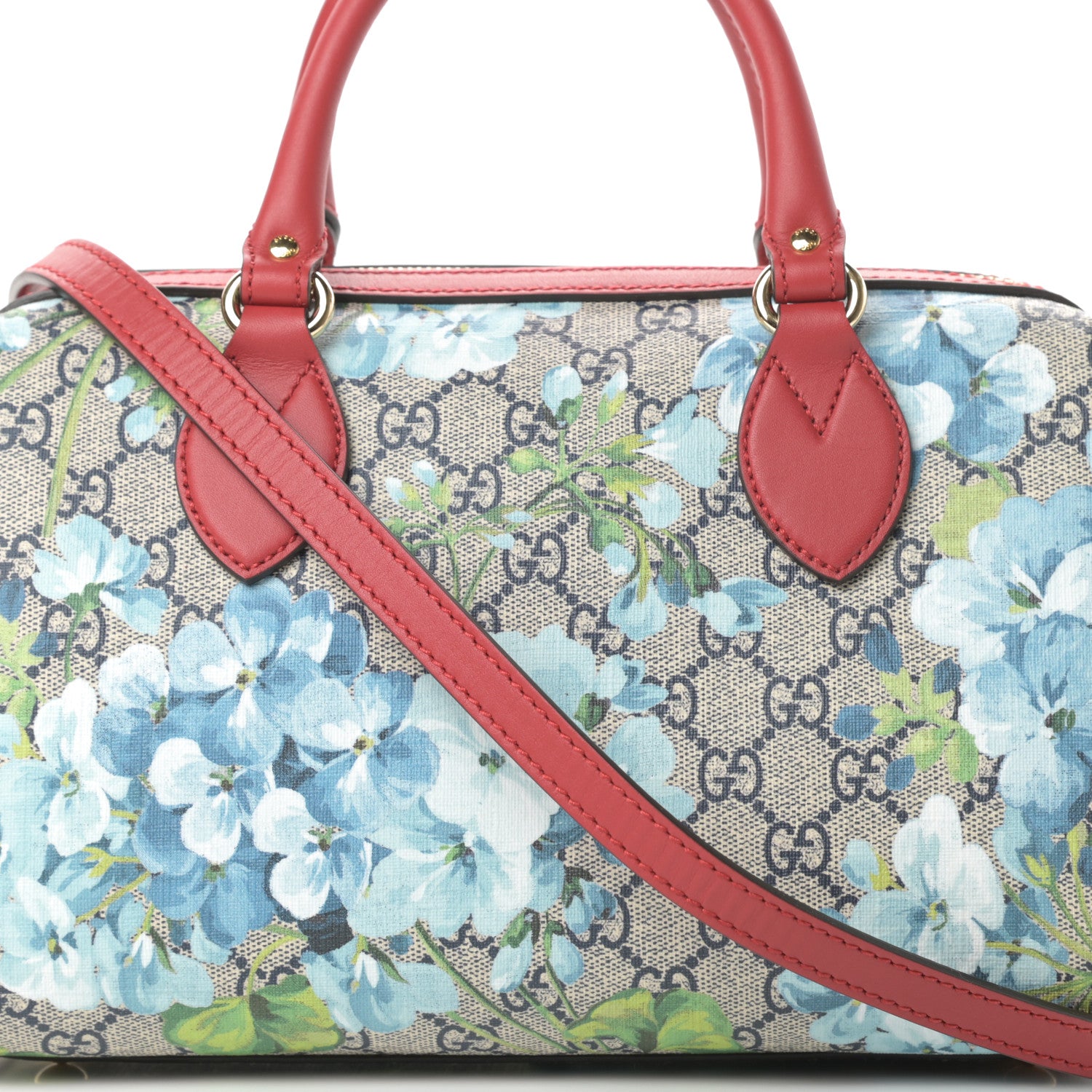 Gucci GG Supreme Monogram Blooms Small Boston Beige Blue Navy Hibiscus Red 8 of 10