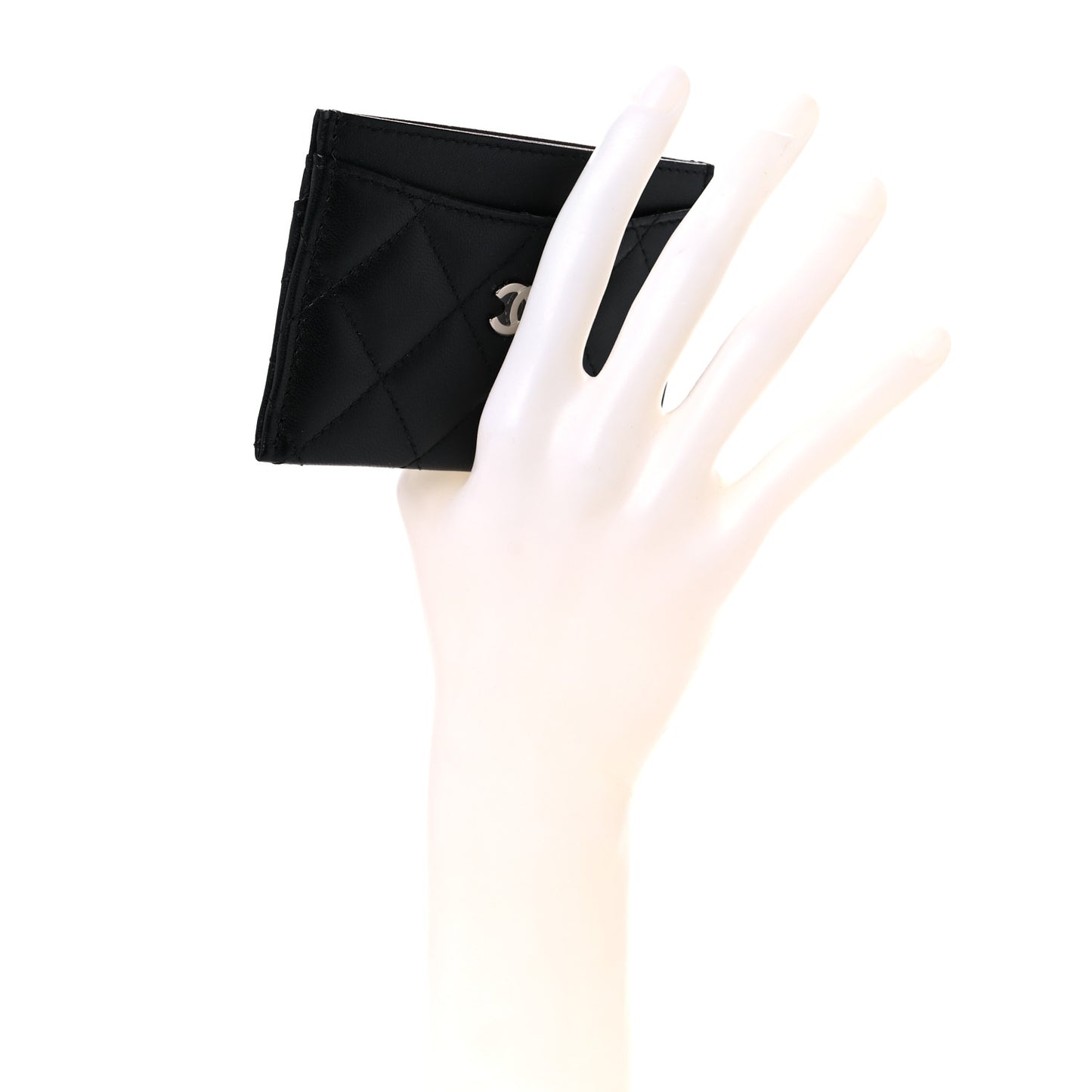 Lambskin Quilted Card Holder Black