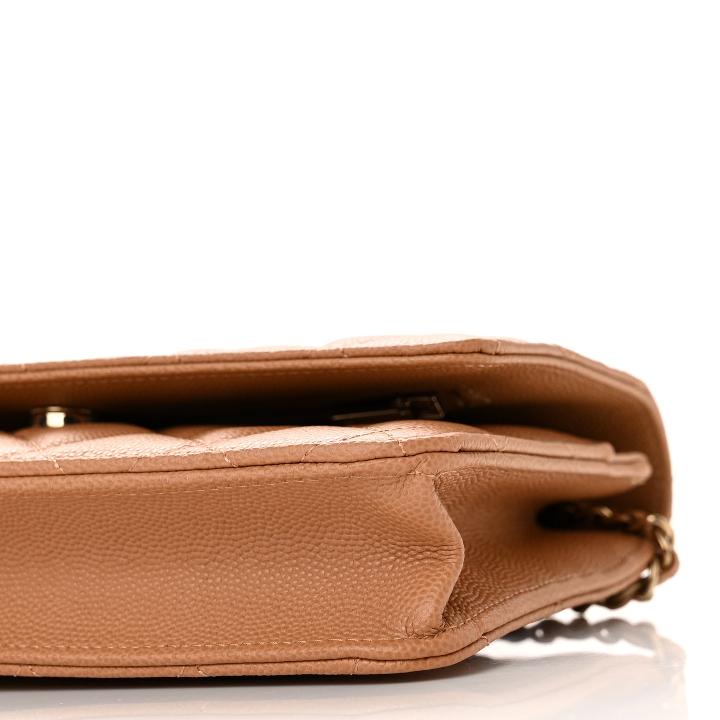 Caviar Quilted Wallet on Chain WOC Dark Beige