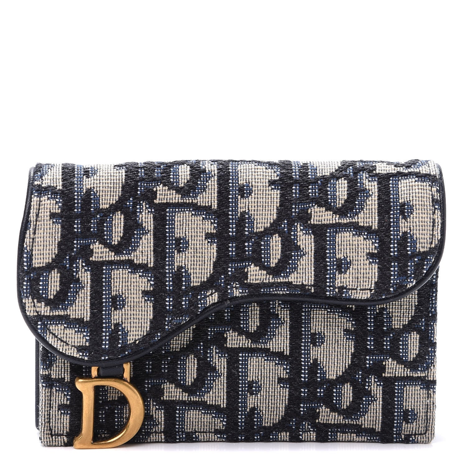 Christian Dior Oblique Saddle Card Holder Blue 1 of 9