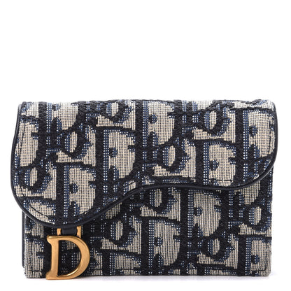 Christian Dior Oblique Saddle Card Holder Blue 1 of 9