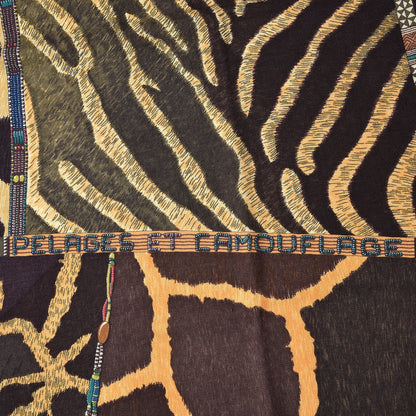 Hermes Cashmere Silk Pelages et Camouflage Fringed Scarf 90 4 of 4