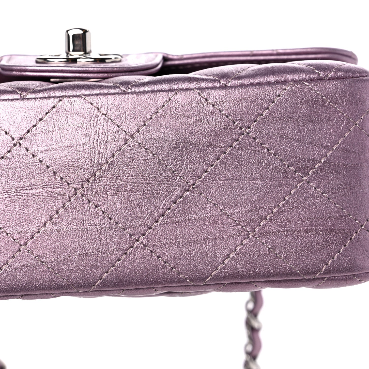 Chanel Metallic Calfskin Quilted Mini Rectangular Flap Pink 11 of 12