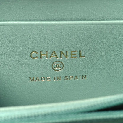 Chanel Caviar Quilted Zip Around Coin Purse Wallet Dark Green 8 of 10
