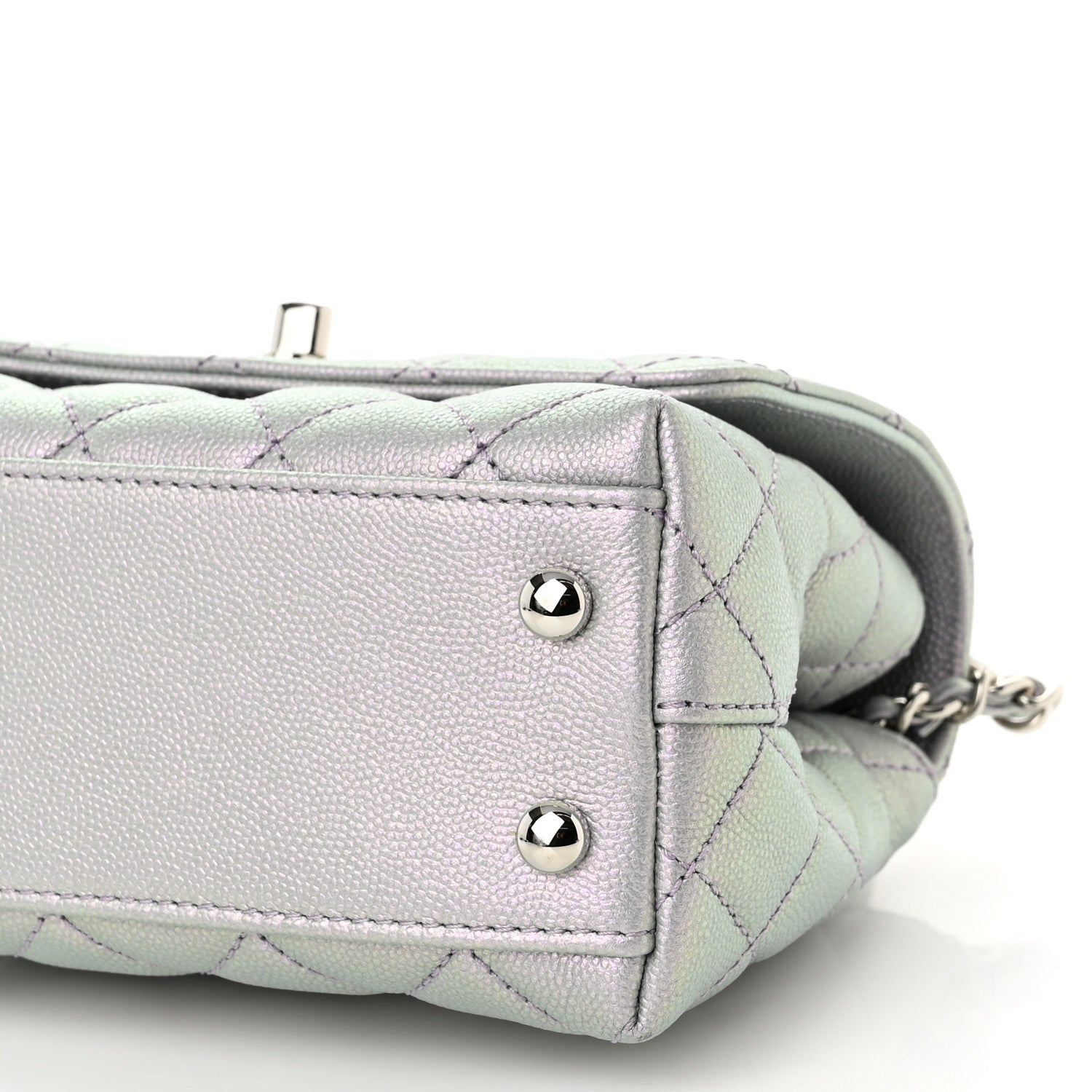 Chanel Iridescent Caviar Quilted Extra Mini Coco Handle Flap Purple 10 of 11