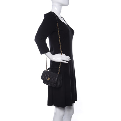 Chanel Calfskin Quilted Top Handle Flap Black 2 of 10