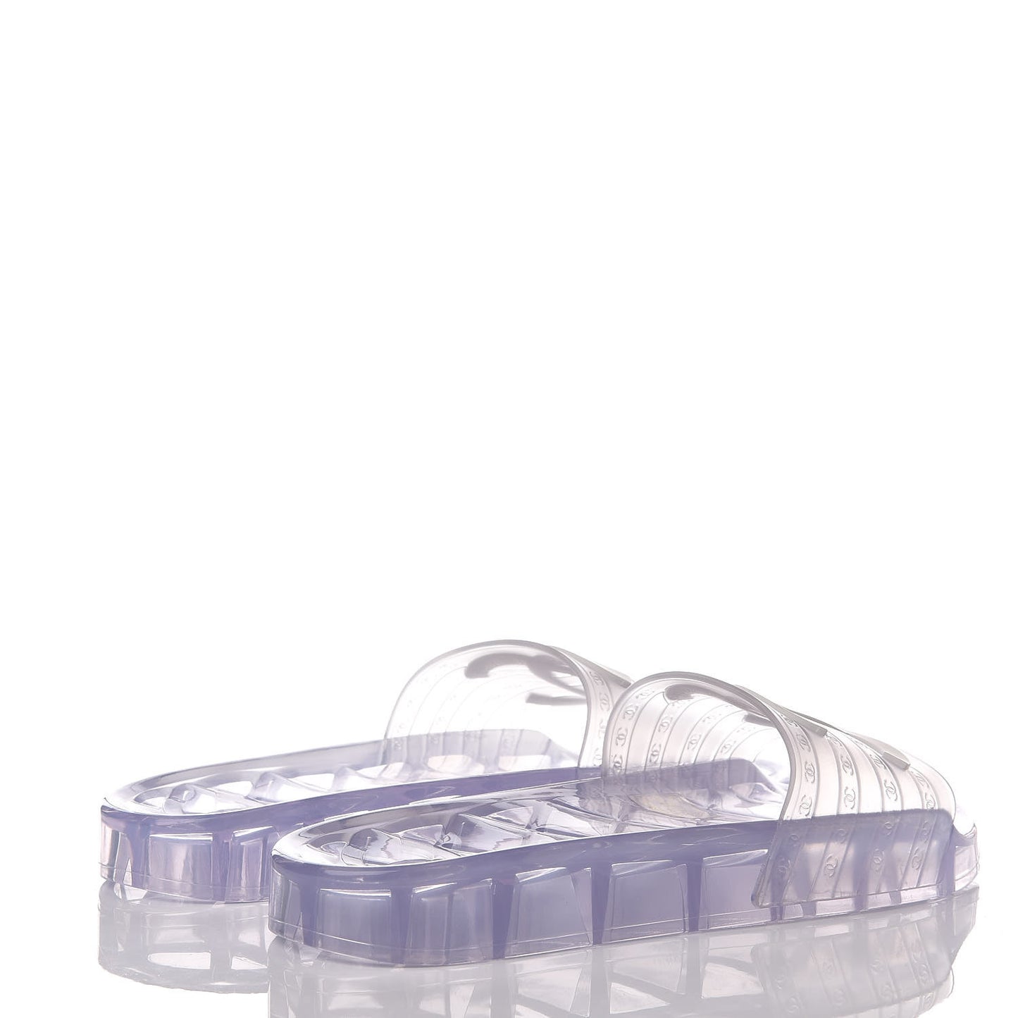 PVC Transparent CC Flat Slide Sandals 39 White