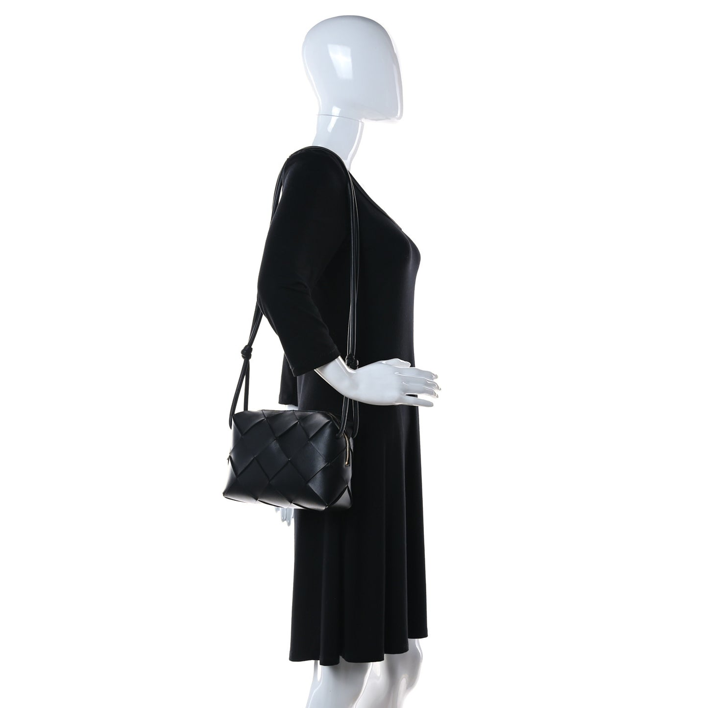 Lambskin Intreccio Small Cassette Camera Bag Black