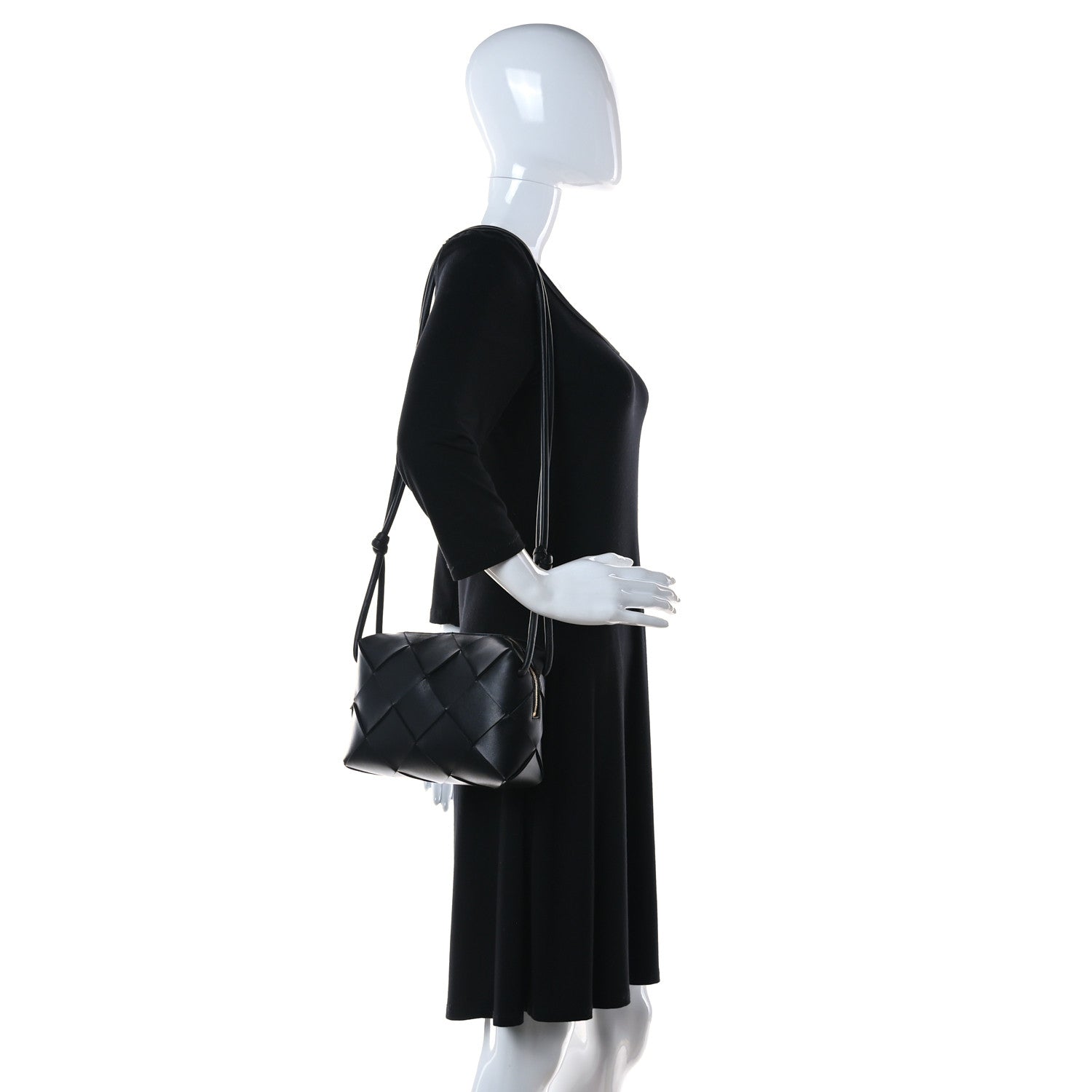 Bottega Veneta Lambskin Intreccio Small Cassette Camera Bag Black 2 of 9