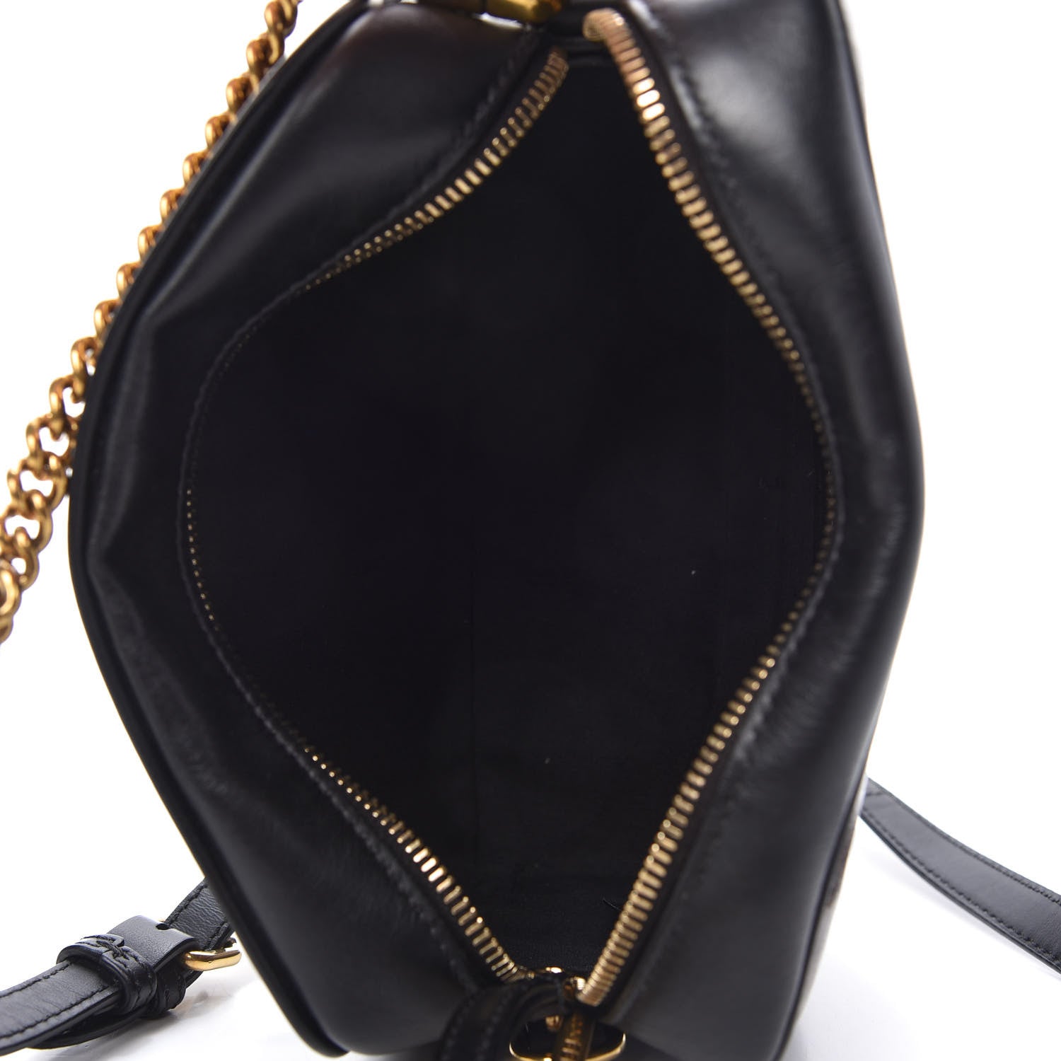 Fendi Glazed Fabric Vitello Century FF 1974 Stamp Patch Camera Case Mogano Panna Black 5 of 10