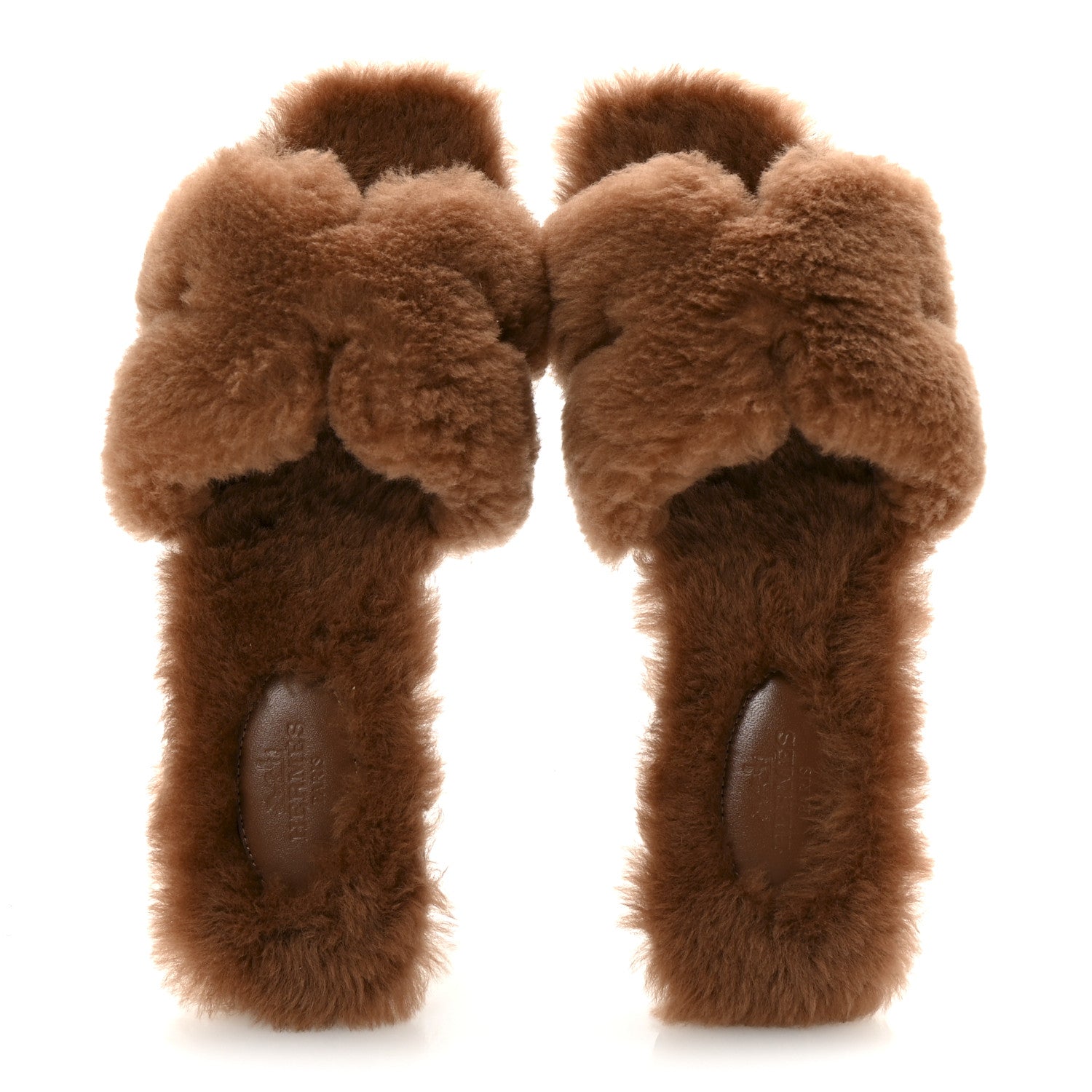 Hermes Woolskin Oran Sandals 37.5 Naturel 2 of 9