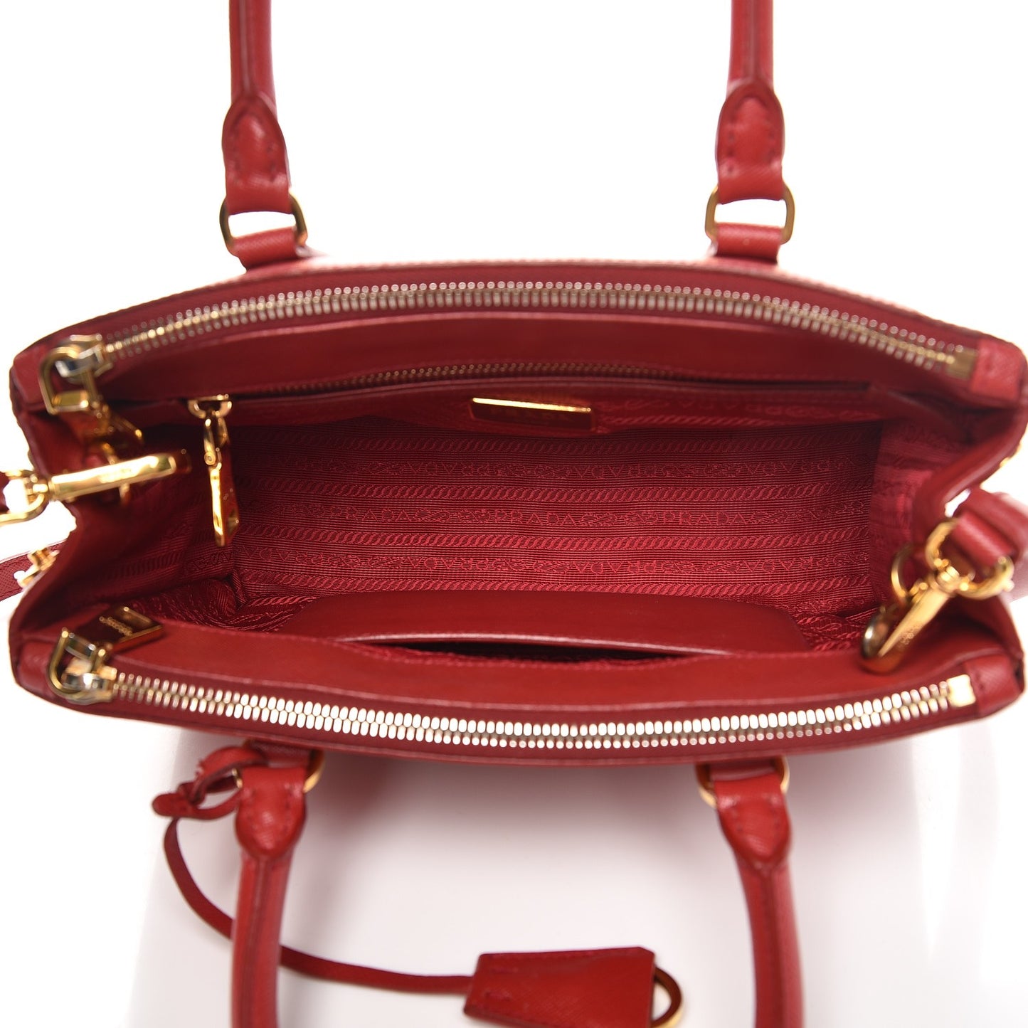 Saffiano Mini Galleria Double Zip Tote Fuoco