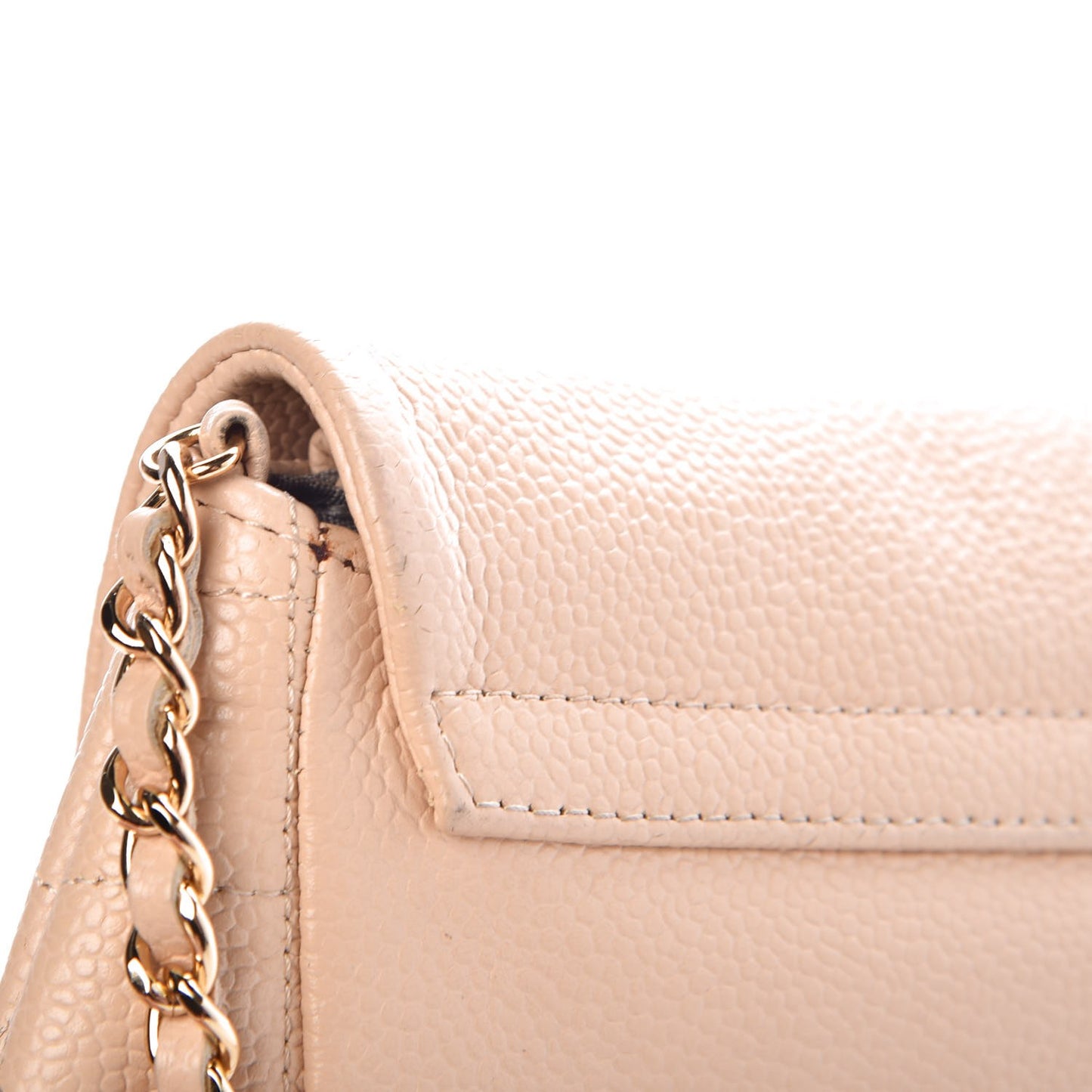 Caviar Half Moon Wallet On Chain Light Beige
