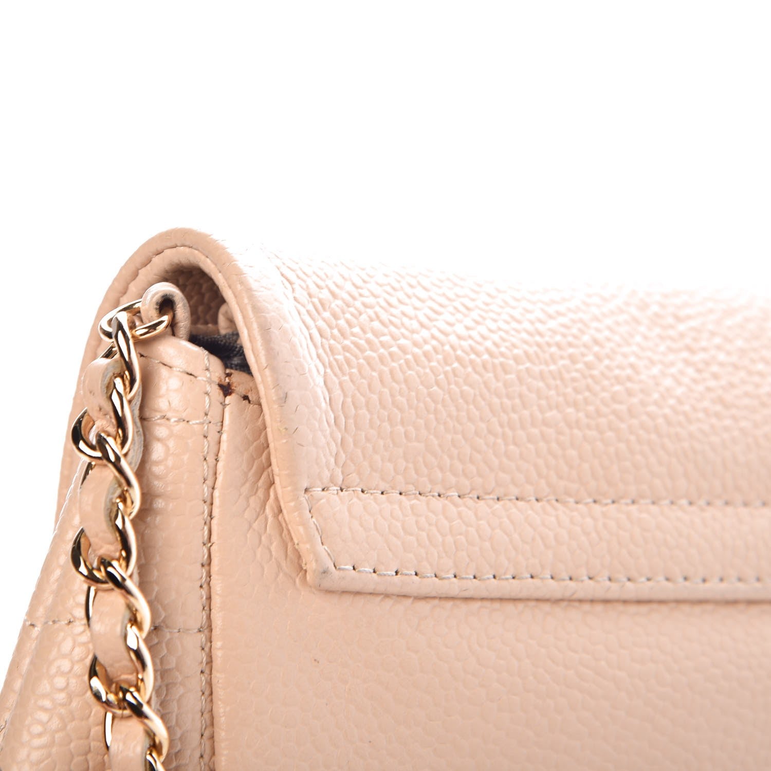Chanel Caviar Half Moon Wallet On Chain Light Beige 13 of 16