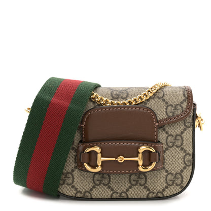 Gucci GG Supreme Monogram Azalea Calfskin Web Horsebit 1955 Wallet On Strap Beige Ebony Brown Sugar 1 of 11