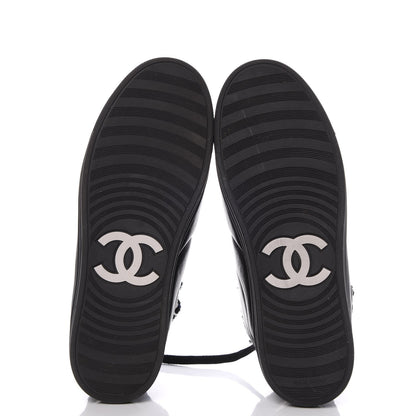 Chanel Lambskin Tweed Zipped Sneakers 35 Black Blue 5 of 8