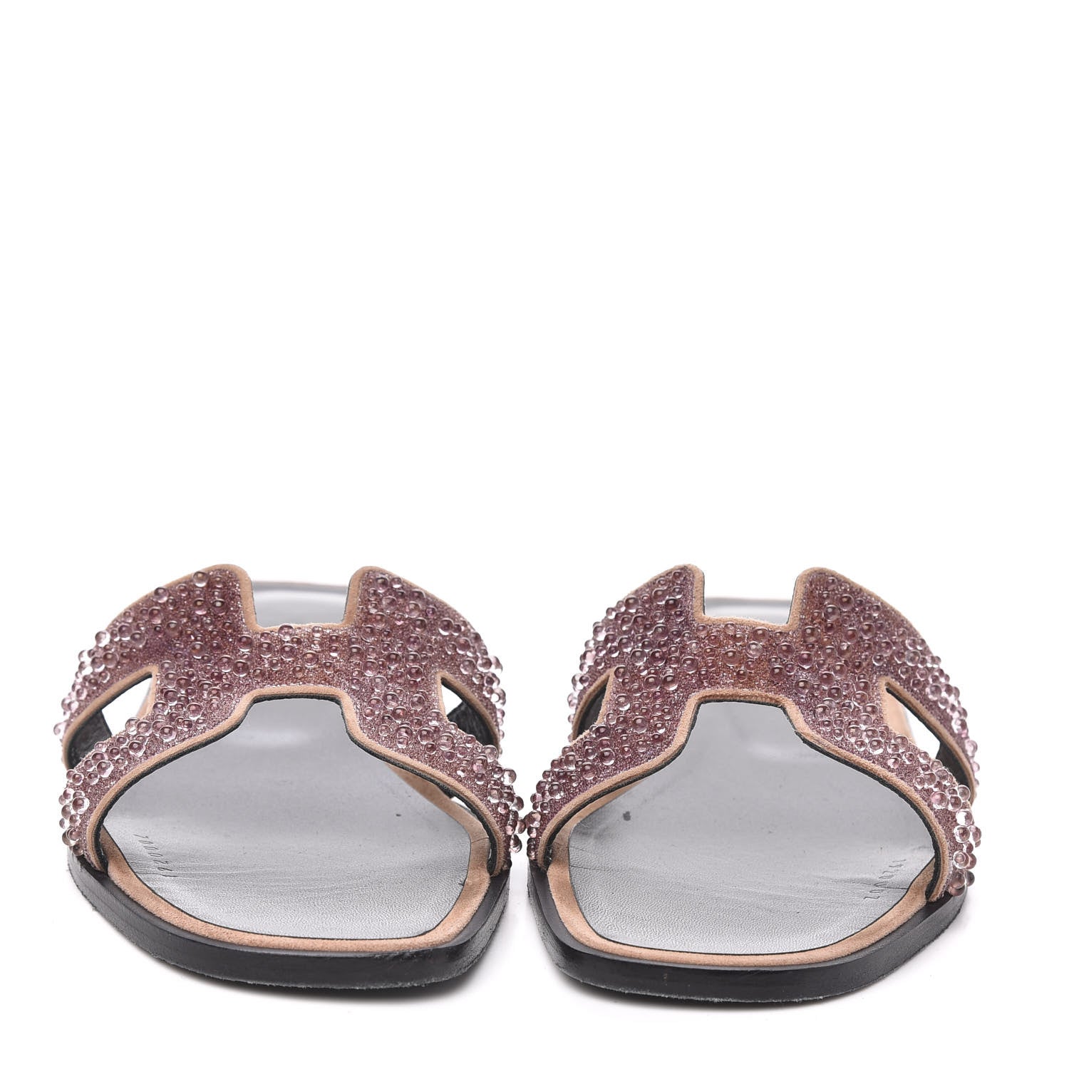 Hermes Suede Crystal Powder Oran Sandals 38 2 of 8