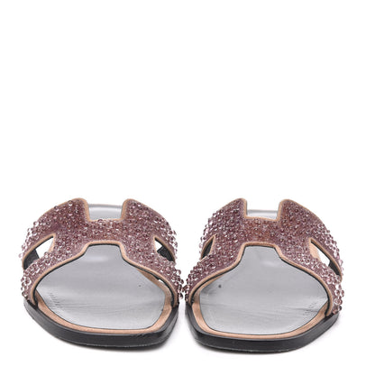 Hermes Suede Crystal Powder Oran Sandals 38 2 of 8