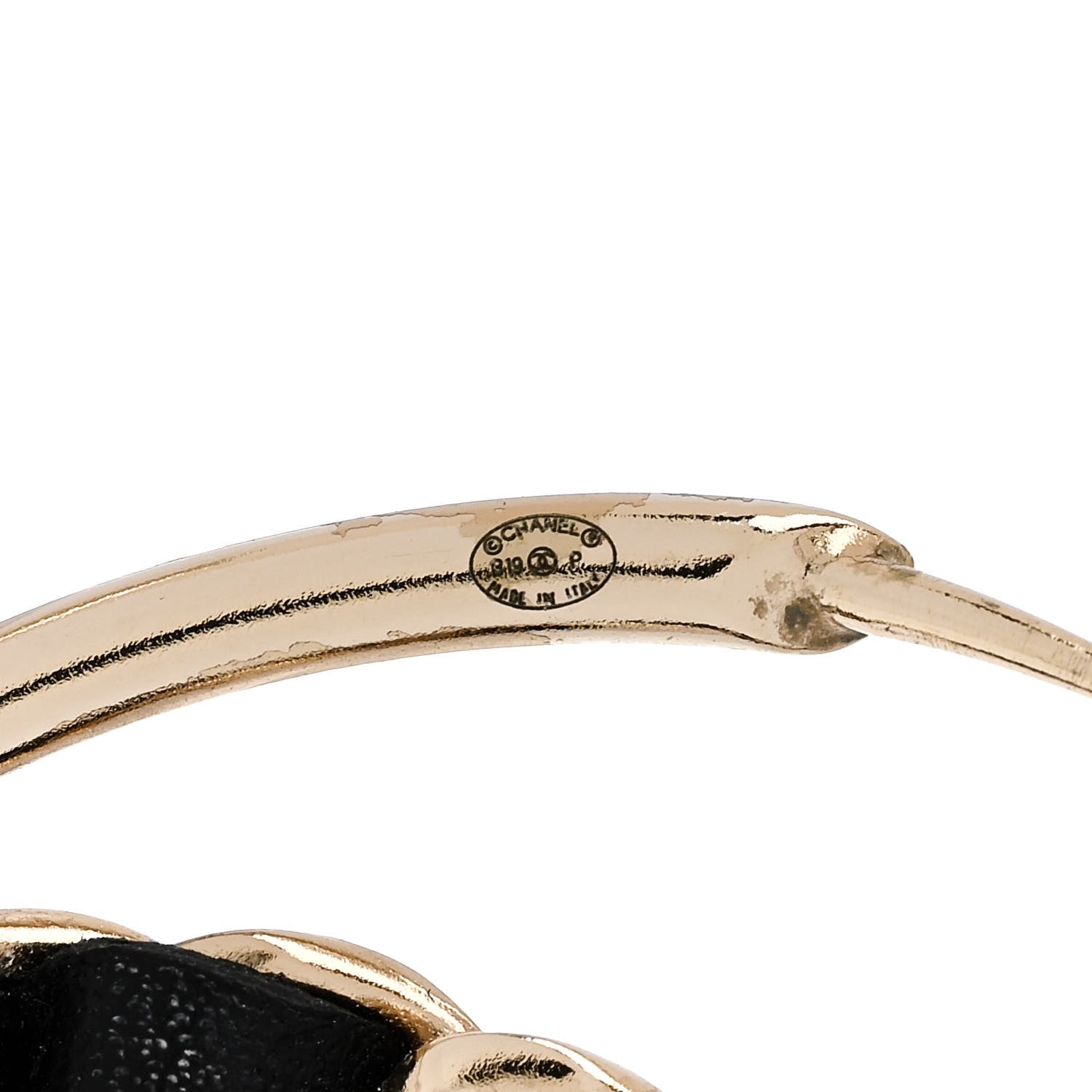 Chanel Lambskin CC Chain Hoop Earrings Black Gold 4 of 5