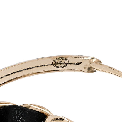 Chanel Lambskin CC Chain Hoop Earrings Black Gold 4 of 5