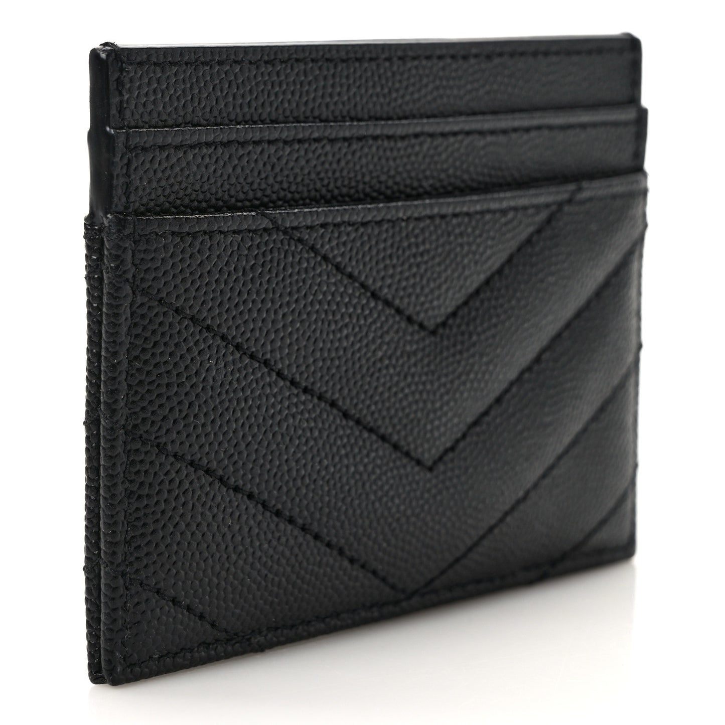 Grain De Poudre Matelasse Chevron Monogram Credit Card Case Black